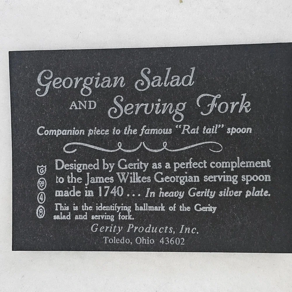 Gerity Georgian‎ Silverplate Salad Serving Set Spoon Fork 1740 Reproduction 13in